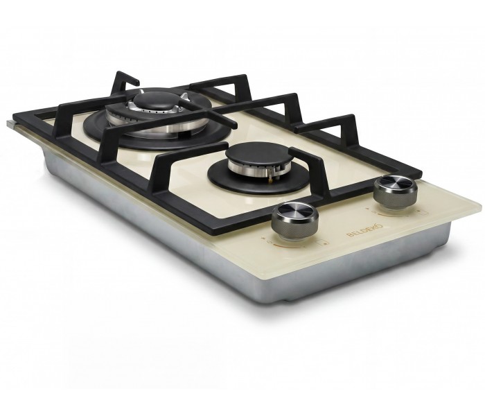 Domino gaz beige, plaque gaz 2 feux beige, plaque gaz, 2 feux, 2 foyers, encastrable