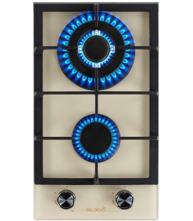 Domino gaz beige, plaque gaz 2 feux beige, plaque gaz, 2 feux, 2 foyers, encastrable