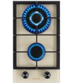 PLAQUE DE CUISSON GAZ 2 FOYERS DOUBLE COURONNE - VERRE BEIGE ET FONTE - 5200 WATTS - BELDEKO
