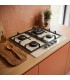 PLAQUE DE CUISSON GAZ 4 FOYERS DOUBLE COURONNE - VERRE BEIGE ET FONTE - 8000 WATTS - BELDEKO