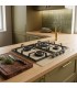 PLAQUE DE CUISSON GAZ 4 FOYERS DOUBLE COURONNE - VERRE BEIGE ET FONTE - 8000 WATTS - BELDEKO