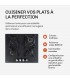 PLAQUE DE CUISSON GAZ 4 FOYERS DOUBLE COURONNE - VERRE NOIR MAT ET FONTE - 8000 WATTS - BELDEKO