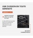 PLAQUE DE CUISSON GAZ 4 FOYERS DOUBLE COURONNE - VERRE NOIR MAT ET FONTE - 8000 WATTS - BELDEKO