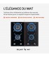 PLAQUE DE CUISSON GAZ 4 FOYERS DOUBLE COURONNE - VERRE NOIR MAT ET FONTE - 8000 WATTS - BELDEKO