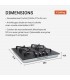 PLAQUE DE CUISSON GAZ 4 FOYERS DOUBLE COURONNE - VERRE NOIR MAT ET FONTE - 8000 WATTS - BELDEKO