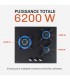 Plaque de cuisson gaz 3 feux, 3 foyers, 3 zones, encastrable, noir, noir mat, double couronne
