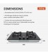 Plaque de cuisson gaz 3 feux, 3 foyers, 3 zones, encastrable, noir, noir mat, double couronne