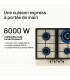 plaque gaz 4 feux, beige, plaque gaz beige, 4 zones, 4 foyers, encastrable, double couronne, verre, francaise, marque francaise