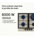 plaque gaz 4 feux, beige, plaque gaz beige, 4 zones, 4 foyers, encastrable, double couronne, verre, francaise, marque francaise