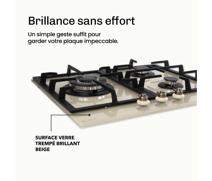 Plaque gaz beige, 3 feux, 3 zones, 3 foyers, plaque gaz beige 3 feux, encastrable, plaque gaz marron, plaque gaz crème