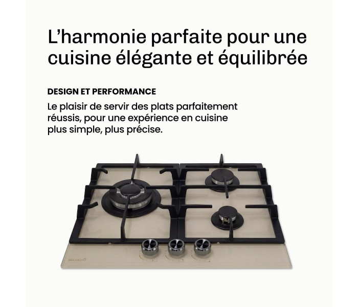 Plaque gaz beige, 3 feux, 3 zones, 3 foyers, plaque gaz beige 3 feux, encastrable