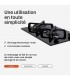Domino gaz, verre noir, plaque gaz, 2 feux, 2 foyers, 2 zones, double couronne, fonte, puissante, encastrable