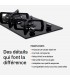 Domino gaz, verre noir, plaque gaz, 2 feux, 2 foyers, 2 zones, double couronne, fonte, puissante, encastrable