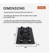 Domino gaz, verre noir, plaque gaz, 2 feux, 2 foyers, 2 zones, double couronne, fonte, puissante, encastrable