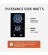 Domino gaz, verre noir, plaque gaz, 2 feux, 2 foyers, 2 zones, double couronne, fonte, puissante, encastrable
