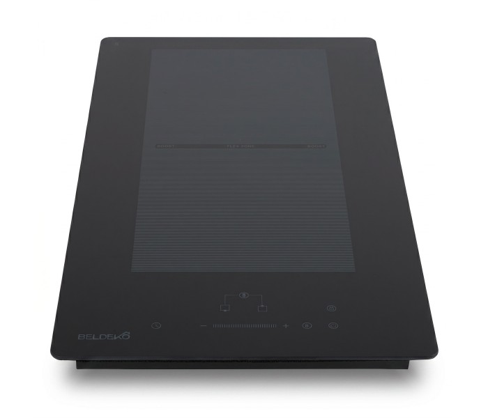 Domino induction, plaque induction, 2 feux, 2 zones, flex, noir mat, mat, encastrable, avec prise,