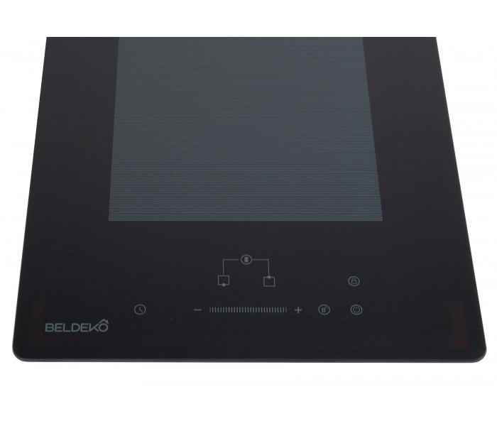 Domino induction, plaque induction, 2 feux, 2 zones, flex, noir mat, mat, encastrable, avec prise,