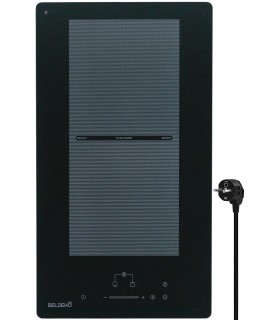 Domino induction, plaque induction, 2 feux, 2 zones, flex, noir mat, mat, encastrable, avec prise,