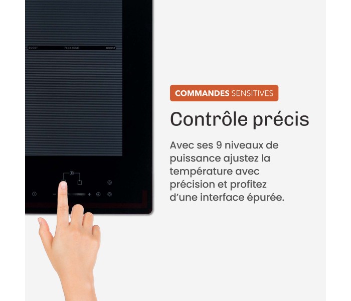 Plaque Induction Encastrable 2 Zones Flex Bridge 3500W - Verre Noir Mat Antirayure - Booster - Prise