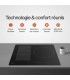 Plaque Induction Encastrable 3 Zones Flex 6500W BELDEKO, Verre Noir Mat Antirayure, 3 Boosters — vue des commandes