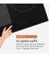 Plaque Induction Encastrable 3 Zones Flex 6500W BELDEKO, Verre Noir Mat Antirayure, 3 Boosters — gros plan détaillé