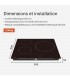 Plaque Induction Encastrable 3 Zones Foyer XL 280mm 6500W - Verre Noir Brillant - 3 Boosters - Slider - Pause