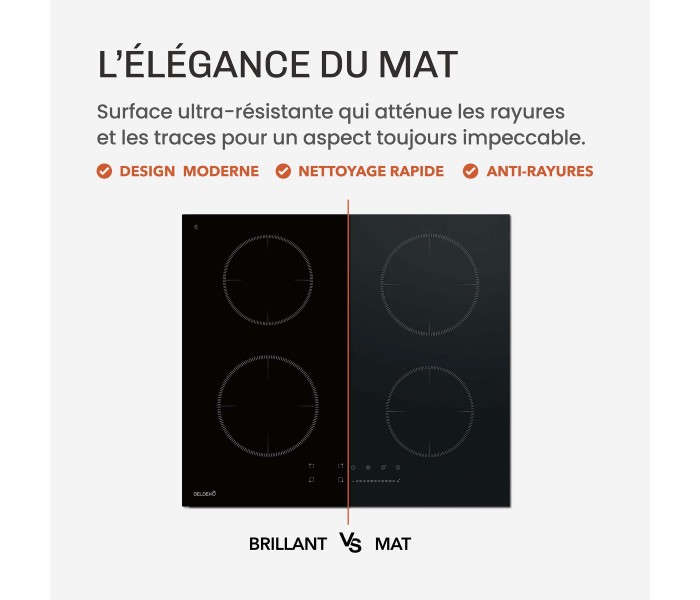 Plaque Induction Encastrable 4 Zones Flex 7000W - Verre Noir Mat Antirayure - 4 Boosters - Slider - Pause