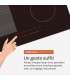 Plaque Induction Encastrable 4 Zones Flex 7200W BELDEKO, Verre Noir Brillant, 4 Boosters — gros plan détaillé