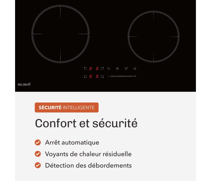 Plaque Induction Encastrable 4 Zones 7200W - Verre Noir Brillant - 4 Boosters - Slider Tactile - Pause