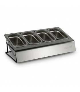 Saladette en Inox BELDEKO, 4 Boîtes avec Couvercles Étanches et Support Métallique