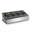 Saladette en Inox BELDEKO - 4 Boîtes avec Couvercles Étanches et Support Métallique