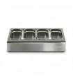 Saladette en Inox BELDEKO - 4 Boîtes avec Couvercles Étanches et Support Métallique à Ventouses