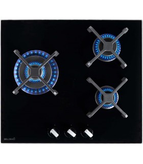 Plaque de cuisson 4 feux verre noir double couronne encastrable marque francaise puissante gaz de ville et ga bouteille