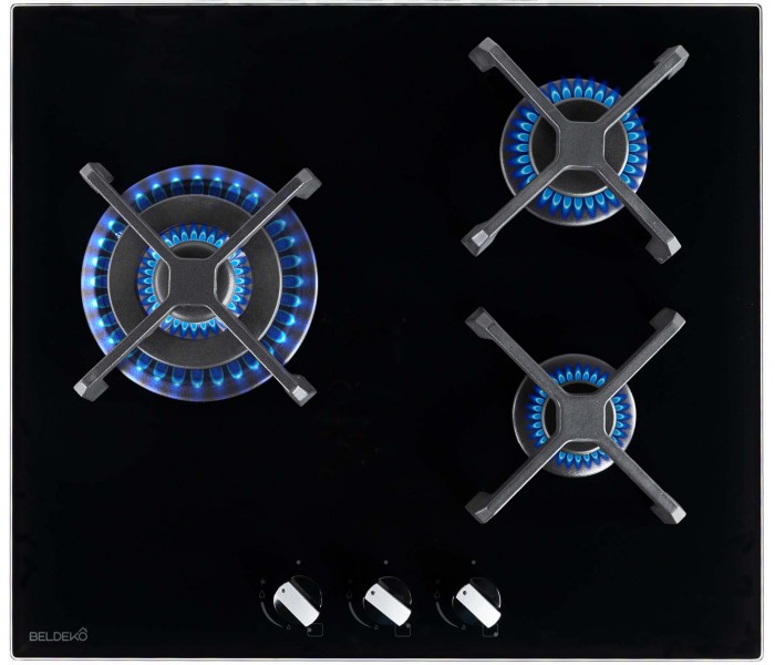Plaque de cuisson 4 feux verre noir double couronne encastrable marque francaise puissante gaz de ville et ga bouteille