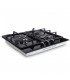 BELDEKO - Plaque de cuisson Gaz verre noir 3 foyers - Gaz ville et bouteille - grilles en fonte - 6200 Watts