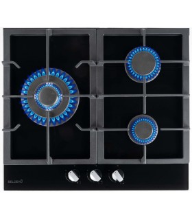 Plaque de cuisson 4 feux verre noir double couronne encastrable marque francaise puissante gaz de ville et ga bouteille