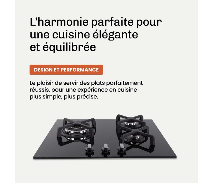 BELDEKO - Plaque de cuisson Gaz verre noir 3 foyers - Gaz ville et bouteille - grilles en fonte - 6200 Watts