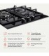 BELDEKO - Plaque de cuisson Gaz verre noir 3 foyers - Gaz ville et bouteille - grilles en fonte - 6200 Watts