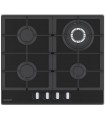 BELDEKO - Plaque de cuisson Gaz verre noir 4 foyers - Gaz ville et bouteille - grilles en fonte - 8000 Watts