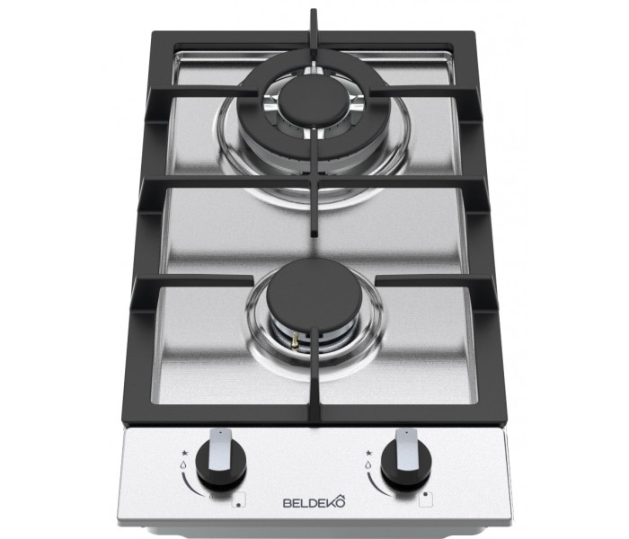 Domino gaz 2 feux inox et fonte, encastrable