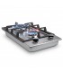 Domino gaz 2 feux inox et fonte, encastrable