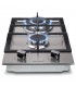 Domino gaz 2 feux inox et fonte, encastrable