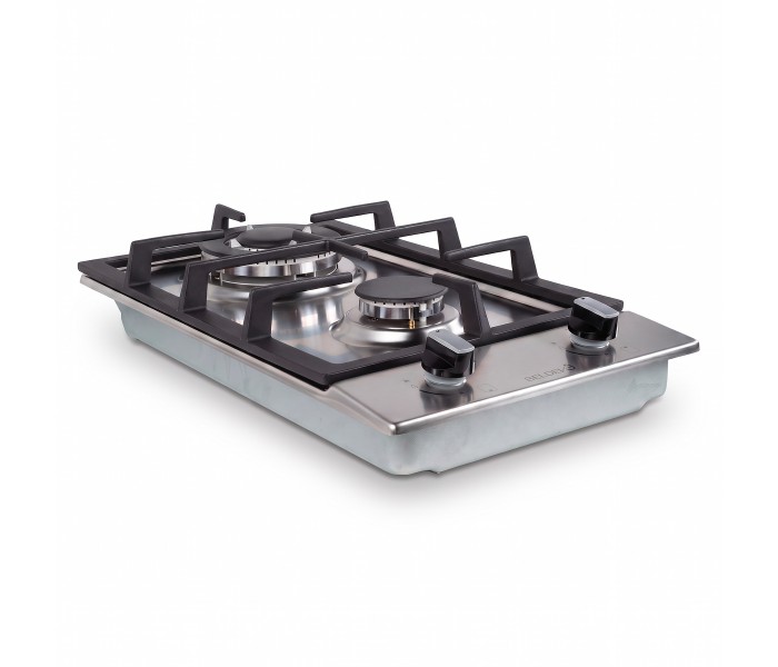 Domino gaz 2 feux inox et fonte, encastrable