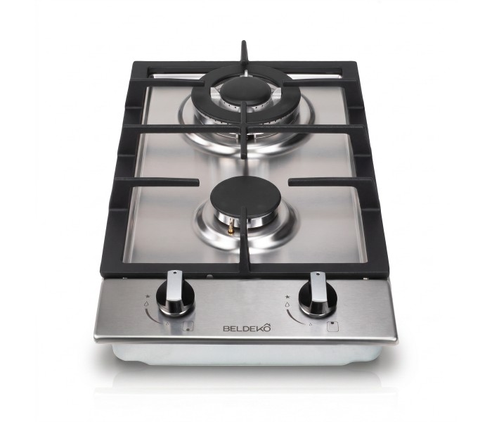 PLAQUE DE CUISSON GAZ DOMINO - INOX & FONTE - 5200 Watts| BELDEKO