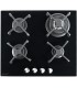 BELDEKO - Plaque de cuisson Gaz verre noir 4 foyers - Gaz ville et bouteille - grilles en fonte - 8000 Watts