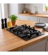 PLAQUE DE CUISSON GAZ 2 FOYERS DOUBLE COURONNE - VERRE NOIR ET FONTE - 5200 WATTS - BELDEKO