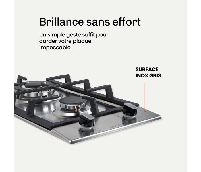PLAQUE DE CUISSON GAZ DOMINO - INOX & FONTE - 5200 Watts BELDEKO