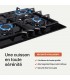 BELDEKO - Plaque de cuisson Gaz verre noir 4 foyers - Gaz ville et bouteille - grilles en fonte - 8000 Watts