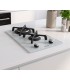 Plaque de cuisson gaz 2 foyers double couronne BELDEKO, Verre BLANC et fonte, 5200 watts