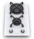 Plaque de cuisson gaz 2 foyers double couronne BELDEKO, Verre BLANC et fonte, 5200 watts
